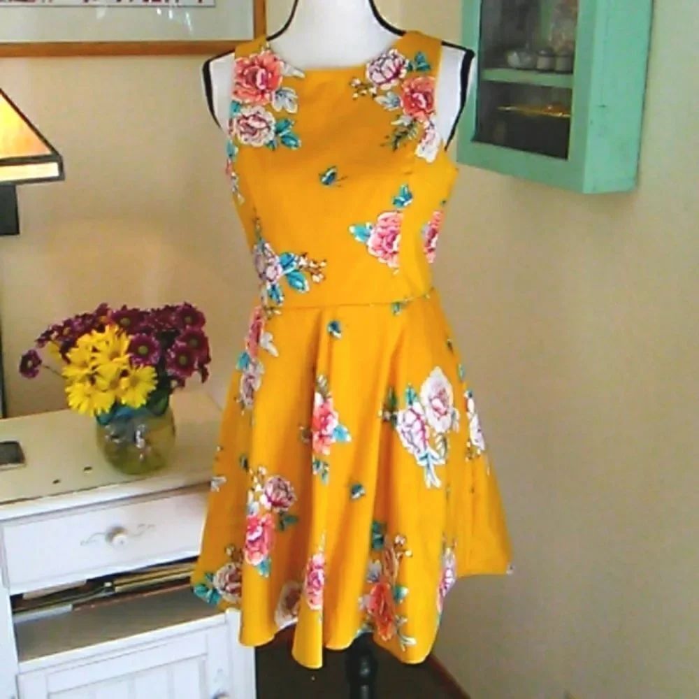 Bailey Blue Bright Mustard Yellow Dress